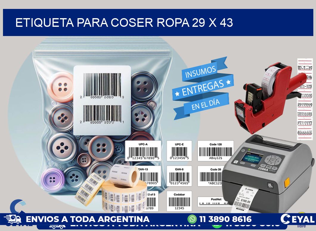 ETIQUETA PARA COSER ROPA 29 x 43