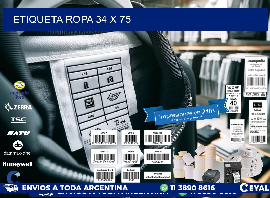 ETIQUETA ROPA 34 x 75