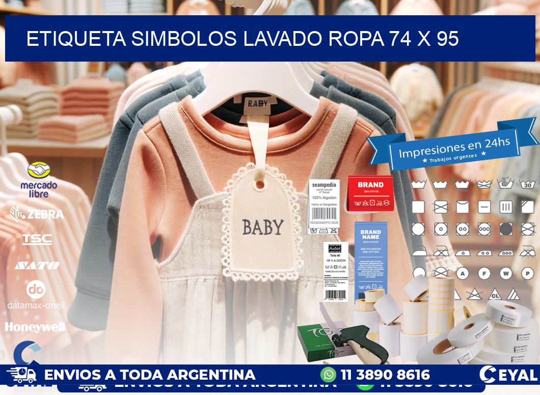 ETIQUETA SIMBOLOS LAVADO ROPA 74 x 95