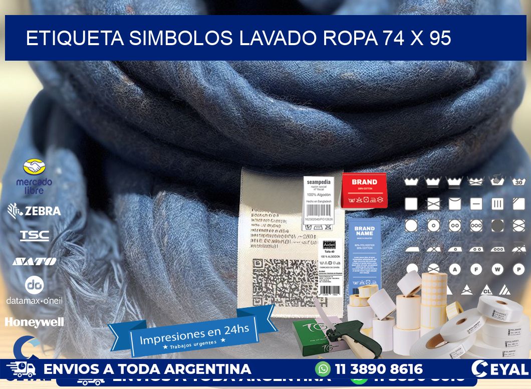 ETIQUETA SIMBOLOS LAVADO ROPA 74 x 95