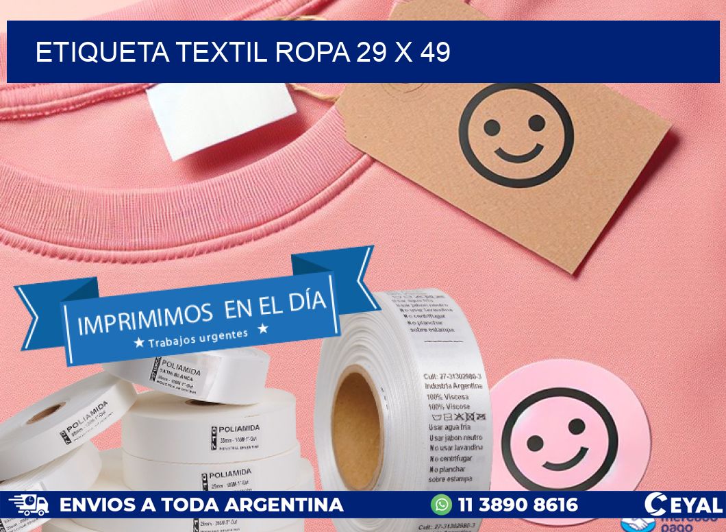 ETIQUETA TEXTIL ROPA 29 x 49