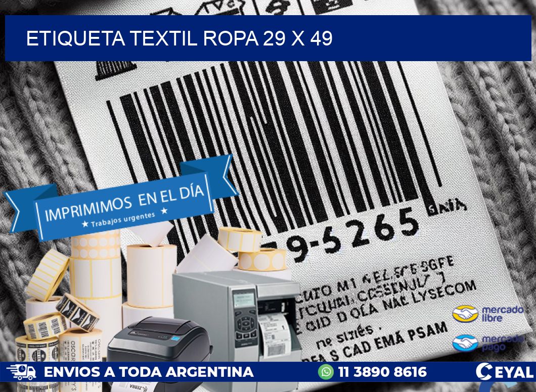 ETIQUETA TEXTIL ROPA 29 x 49