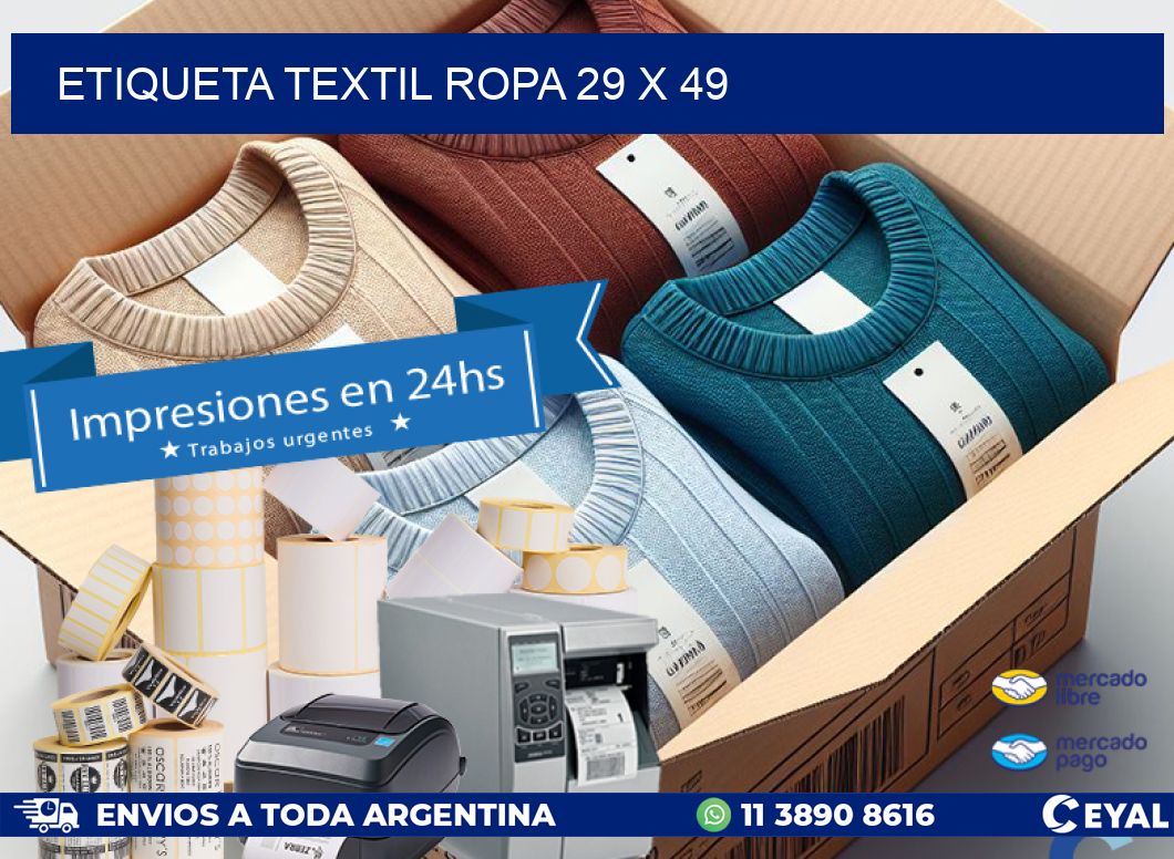 ETIQUETA TEXTIL ROPA 29 x 49