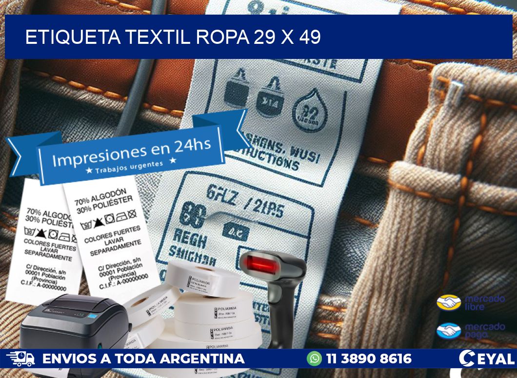 ETIQUETA TEXTIL ROPA 29 x 49