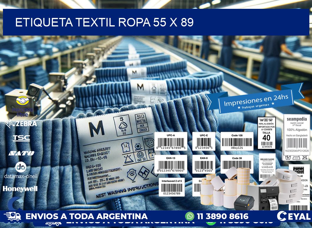 ETIQUETA TEXTIL ROPA 55 x 89