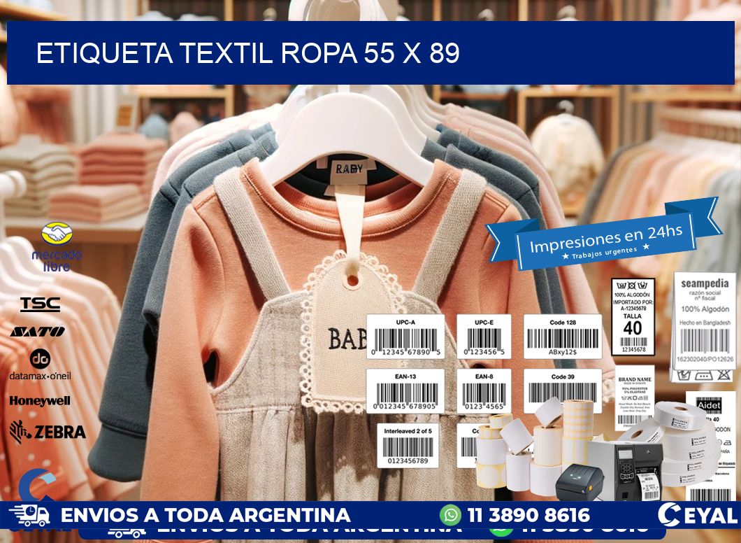 ETIQUETA TEXTIL ROPA 55 x 89