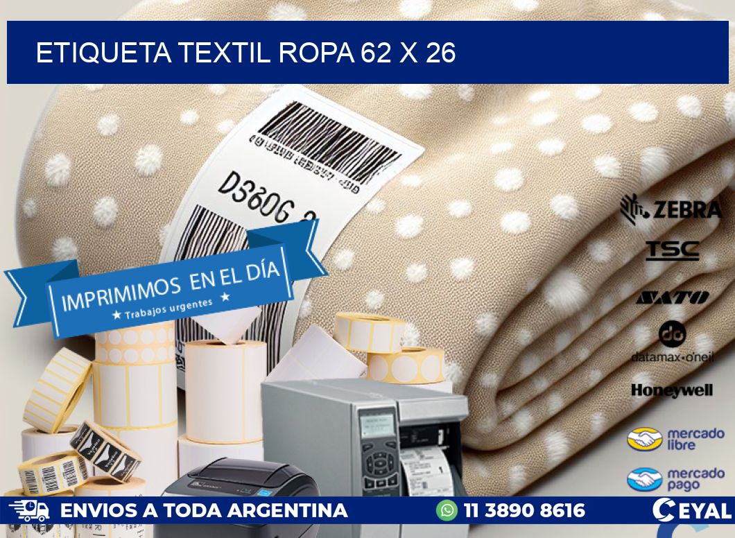 ETIQUETA TEXTIL ROPA 62 x 26