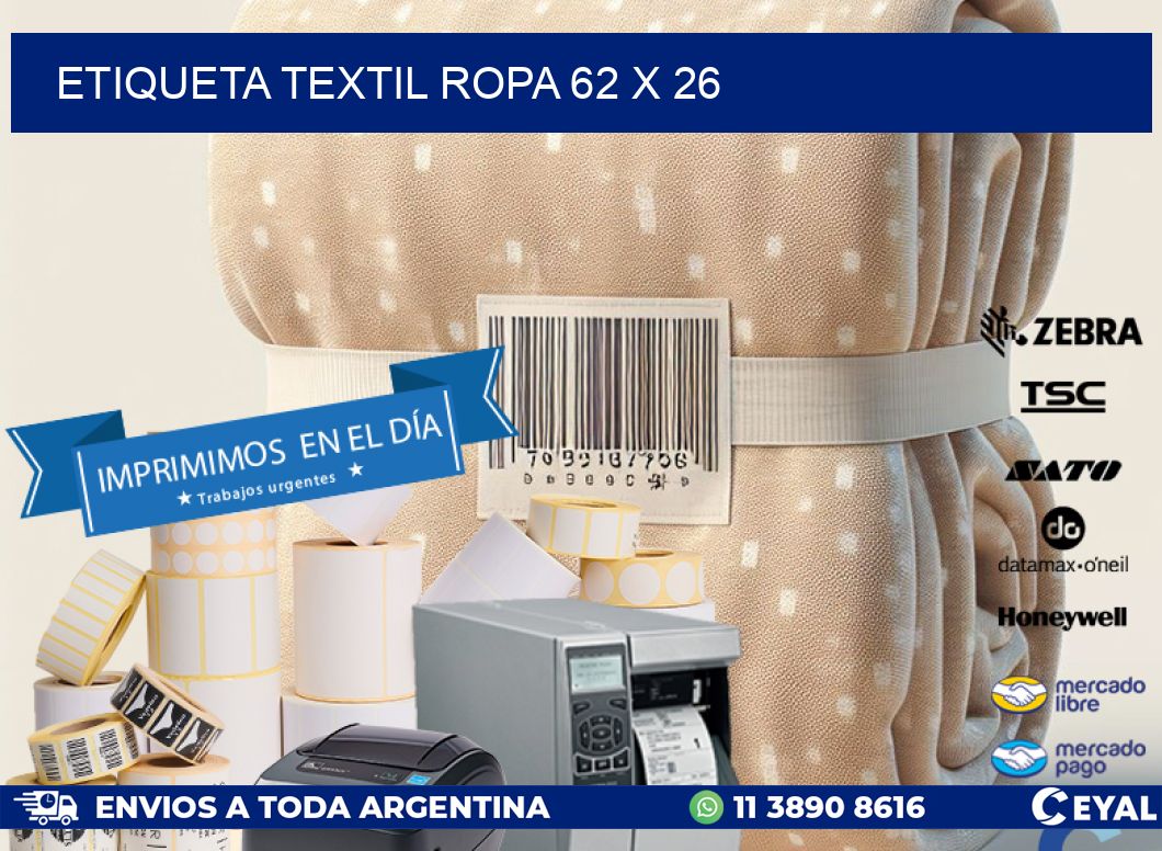 ETIQUETA TEXTIL ROPA 62 x 26