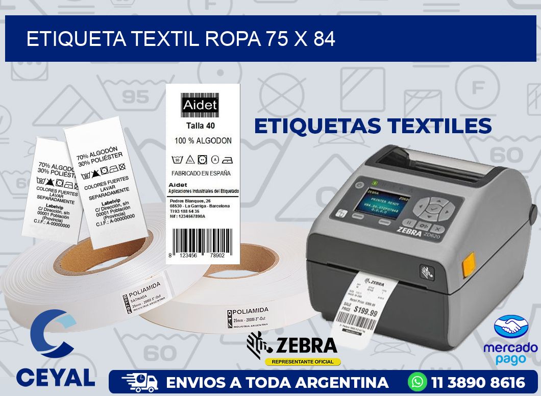 ETIQUETA TEXTIL ROPA 75 x 84