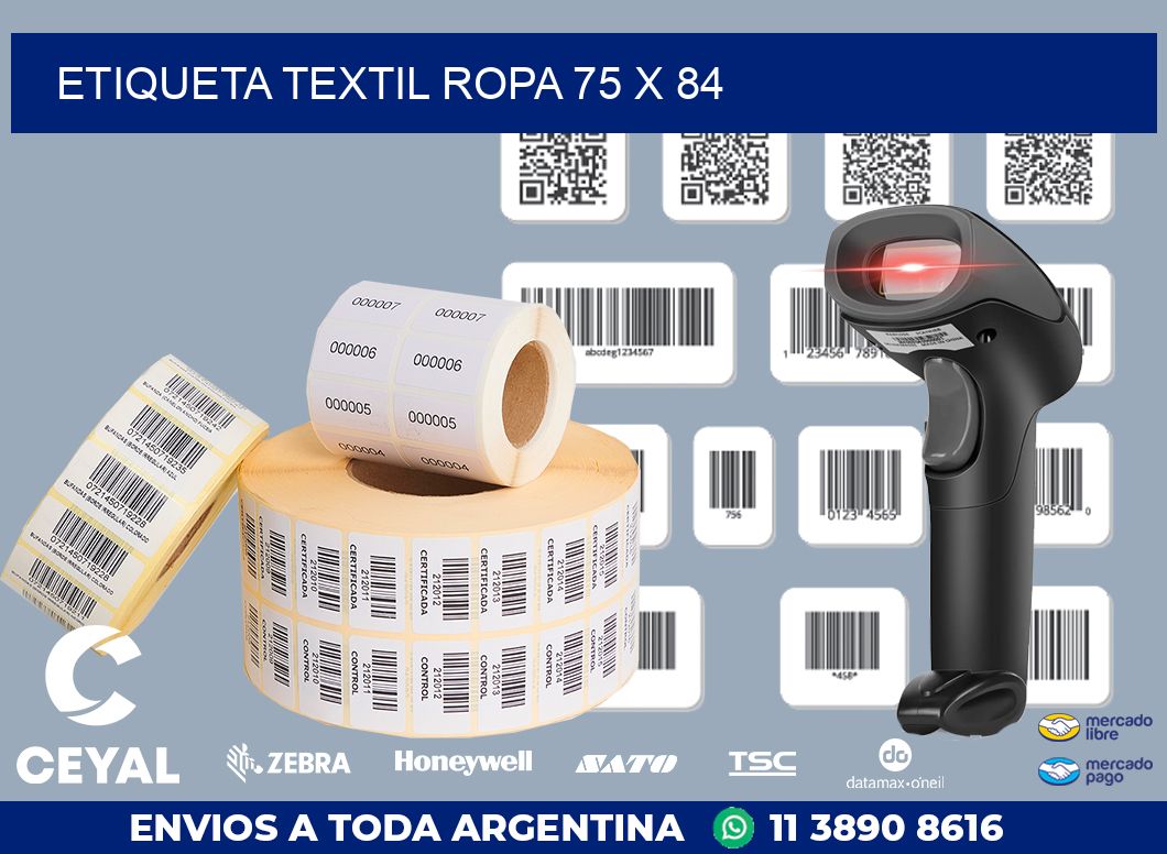 ETIQUETA TEXTIL ROPA 75 x 84