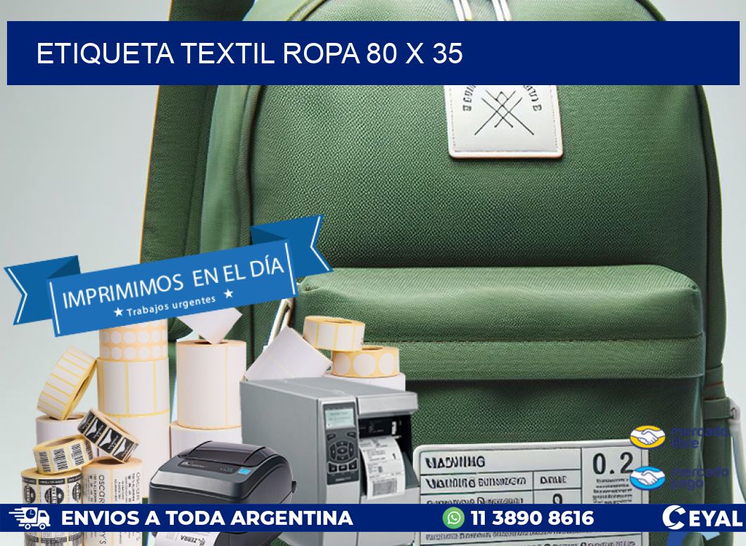 ETIQUETA TEXTIL ROPA 80 x 35