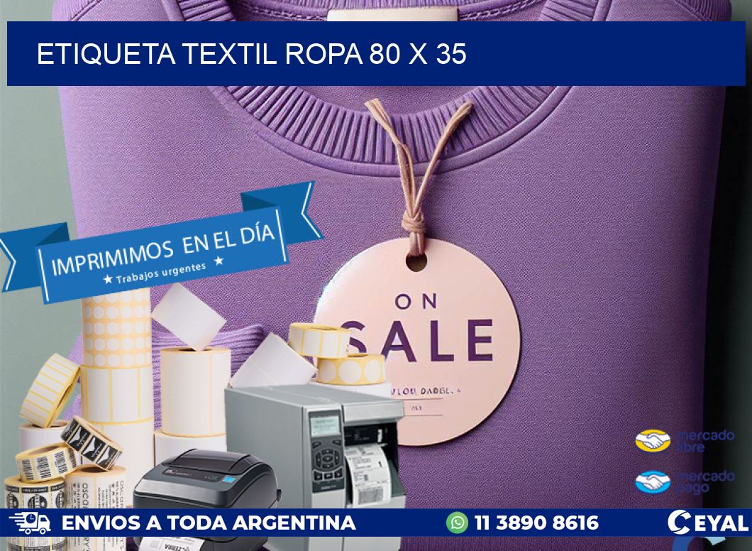 ETIQUETA TEXTIL ROPA 80 x 35