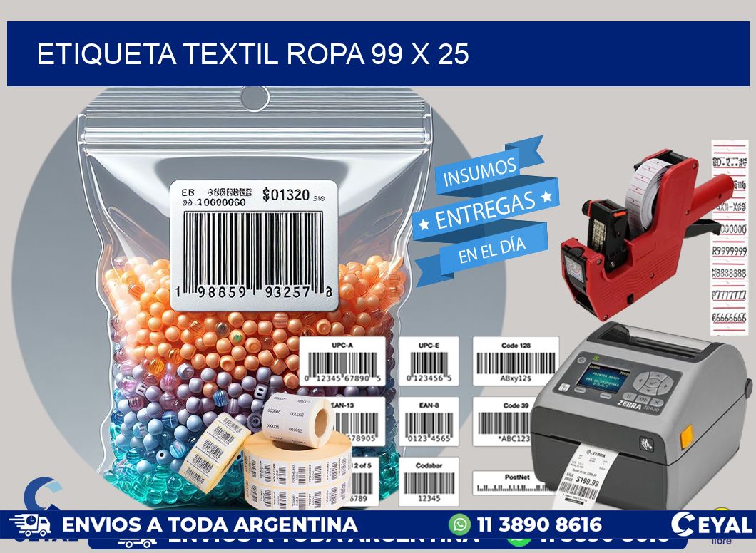 ETIQUETA TEXTIL ROPA 99 x 25