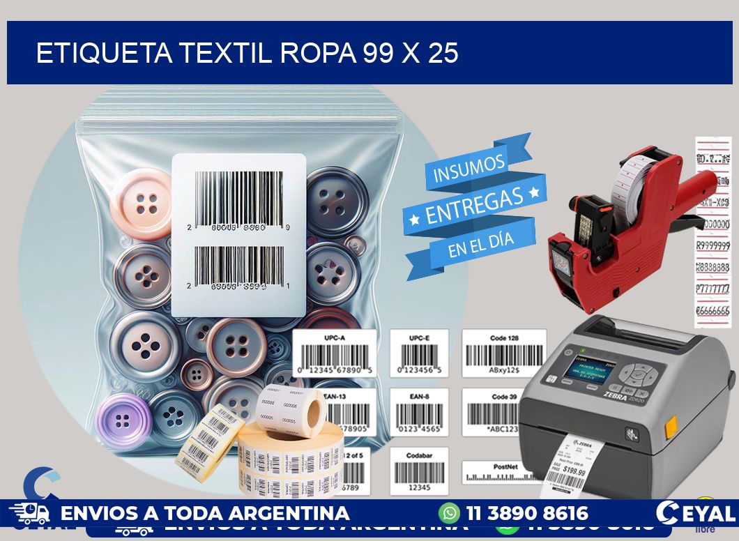 ETIQUETA TEXTIL ROPA 99 x 25