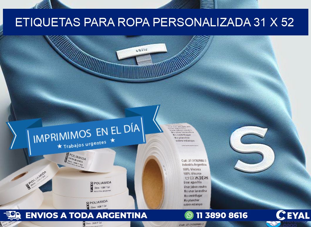 ETIQUETAS PARA ROPA PERSONALIZADA 31 x 52