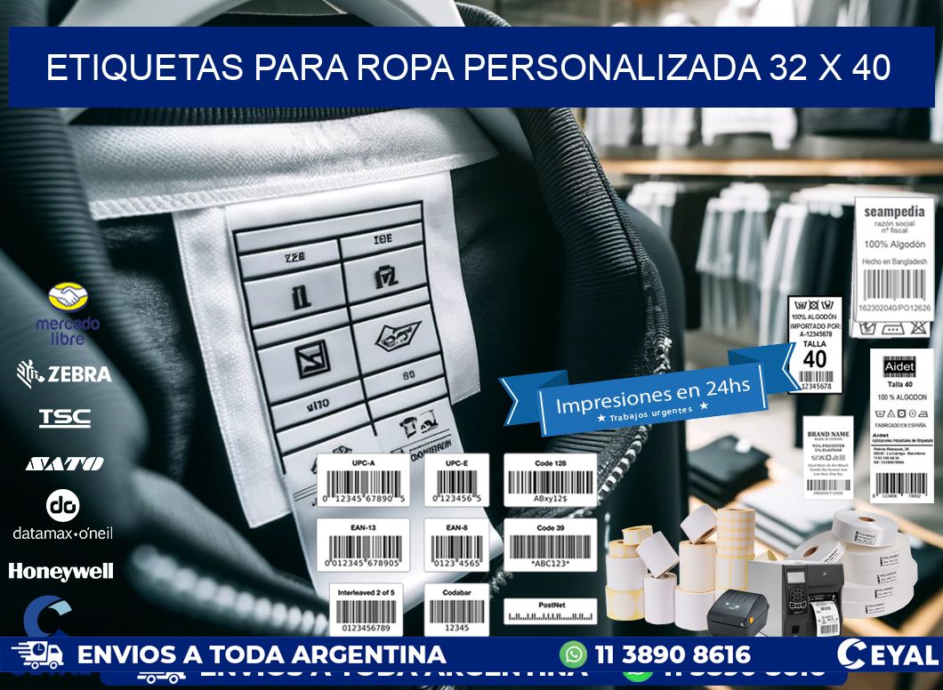 ETIQUETAS PARA ROPA PERSONALIZADA 32 x 40
