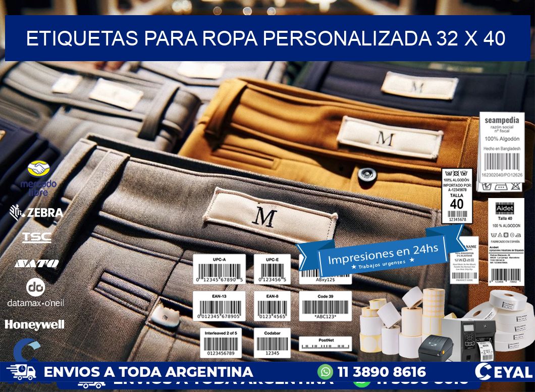 ETIQUETAS PARA ROPA PERSONALIZADA 32 x 40