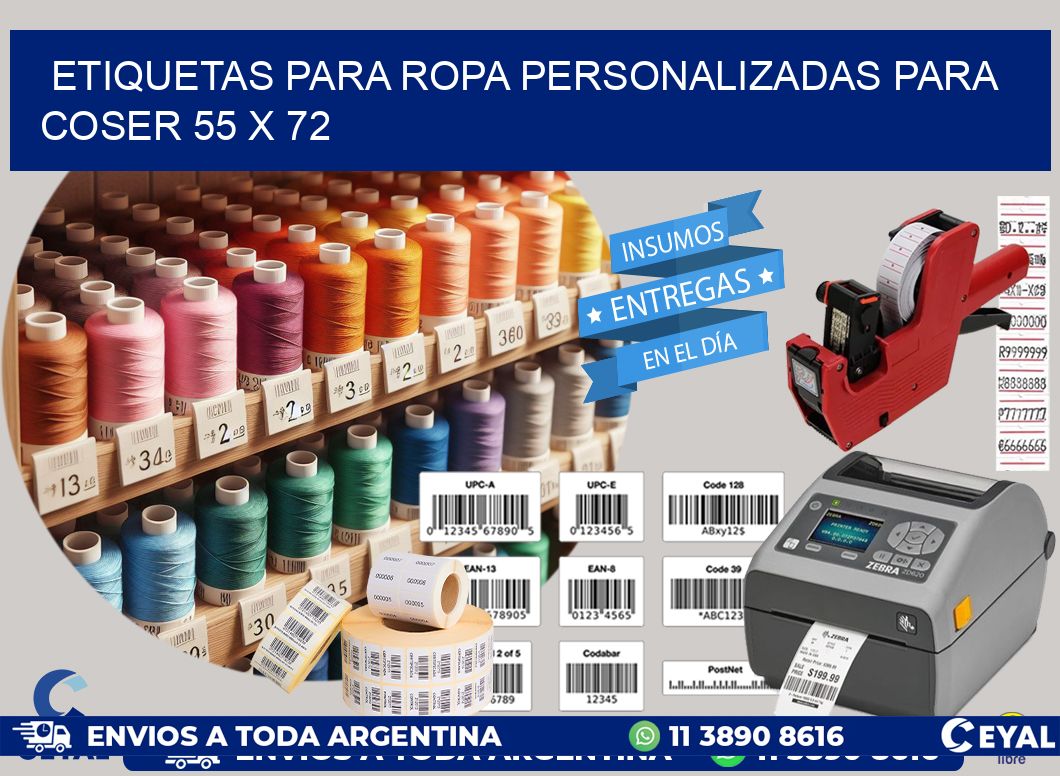 ETIQUETAS PARA ROPA PERSONALIZADAS PARA COSER 55 x 72