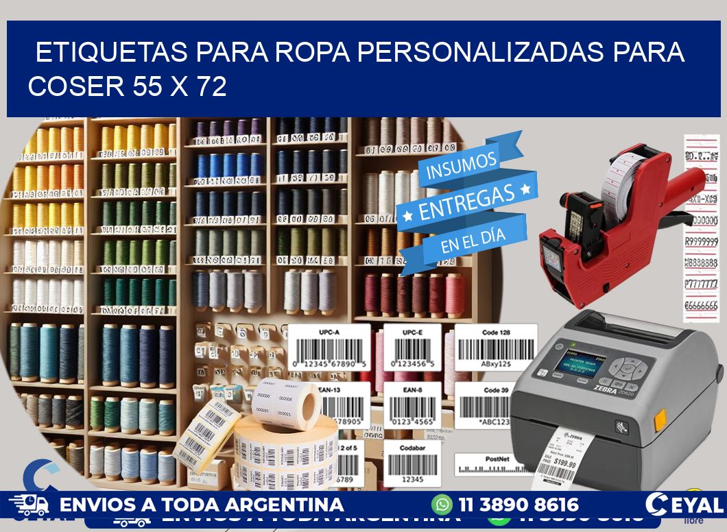 ETIQUETAS PARA ROPA PERSONALIZADAS PARA COSER 55 x 72
