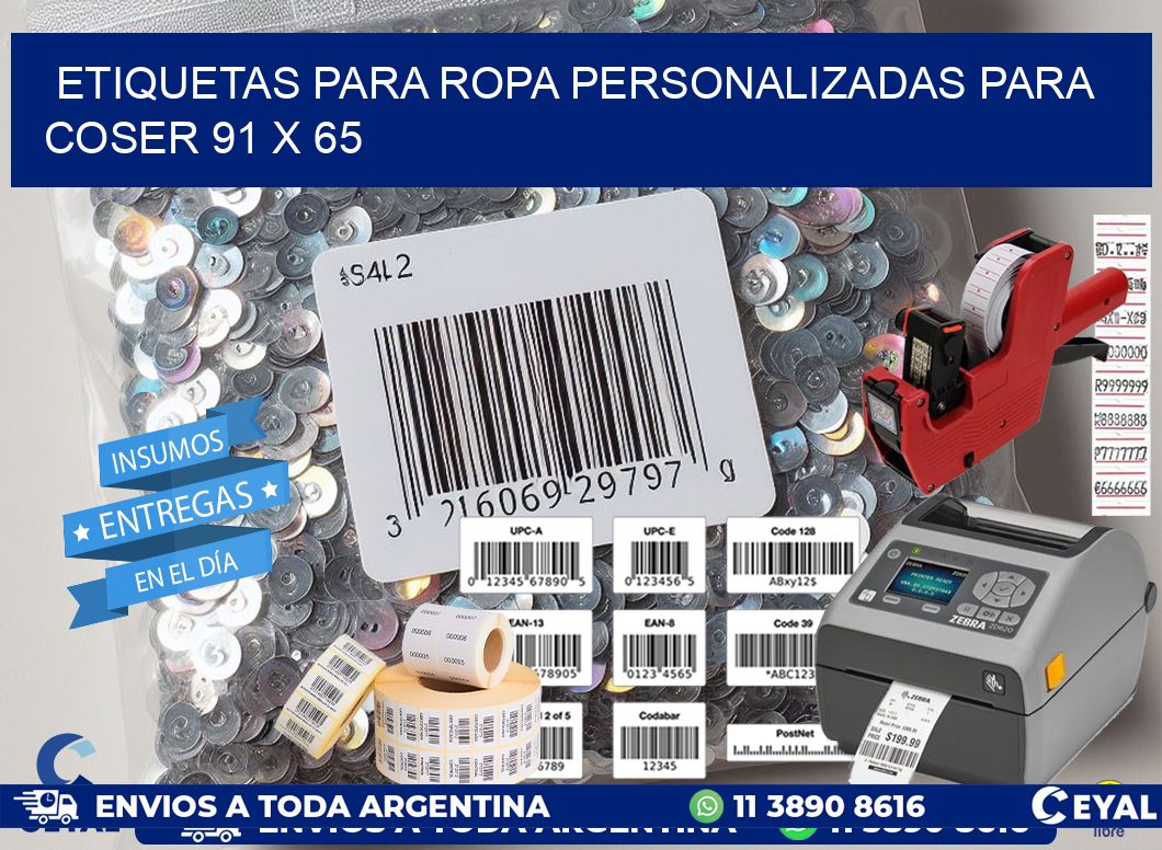 ETIQUETAS PARA ROPA PERSONALIZADAS PARA COSER 91 x 65