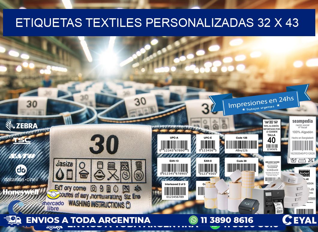 ETIQUETAS TEXTILES PERSONALIZADAS 32 x 43