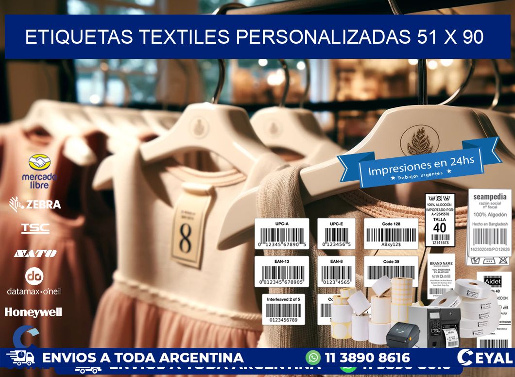 ETIQUETAS TEXTILES PERSONALIZADAS 51 x 90