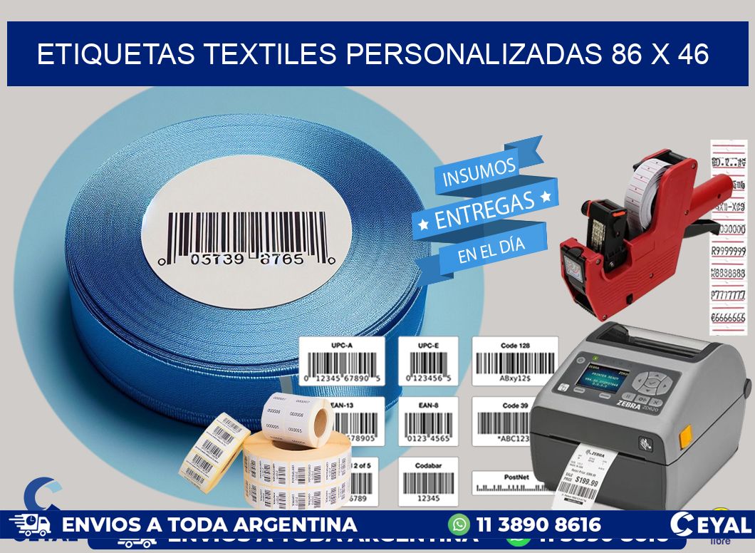 ETIQUETAS TEXTILES PERSONALIZADAS 86 x 46