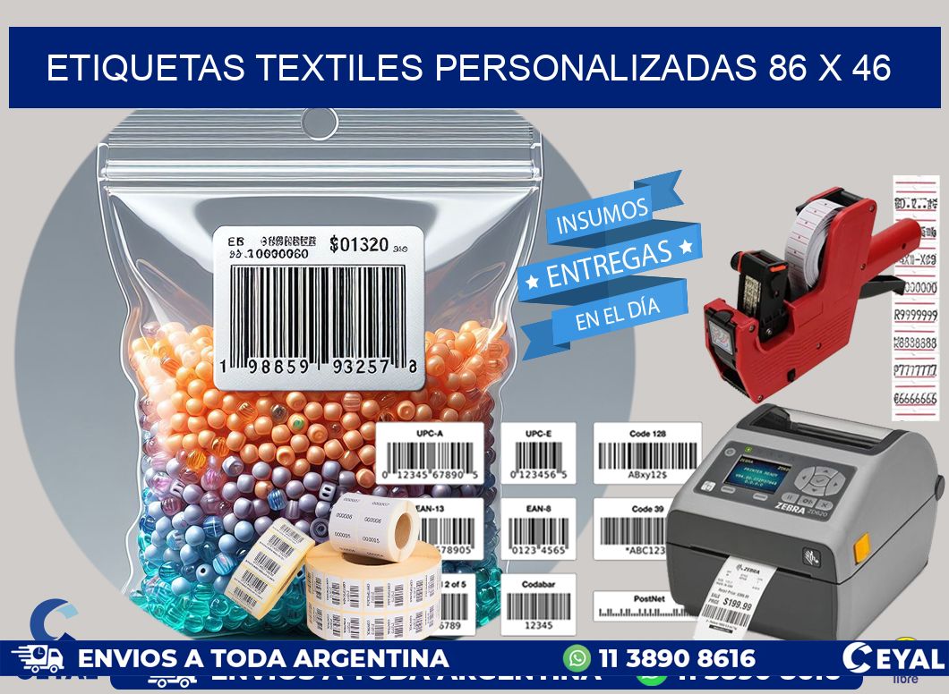 ETIQUETAS TEXTILES PERSONALIZADAS 86 x 46