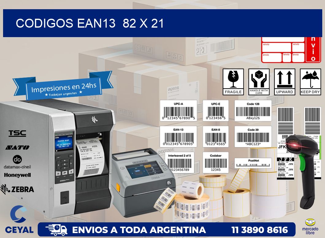CODIGOS EAN13  82 x 21