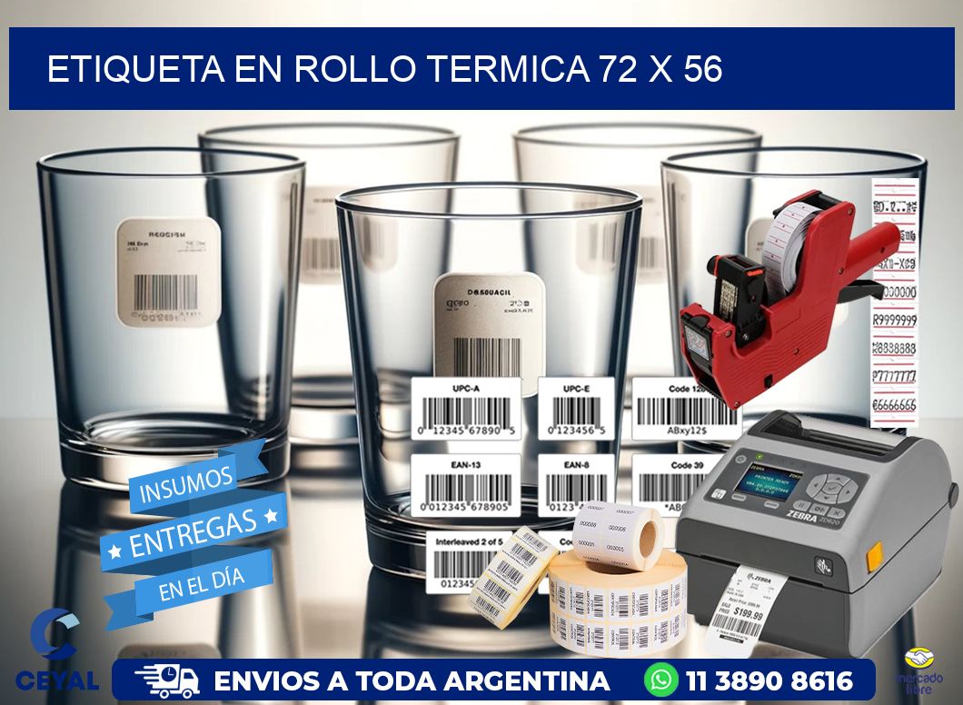 ETIQUETA EN ROLLO TERMICA 72 x 56
