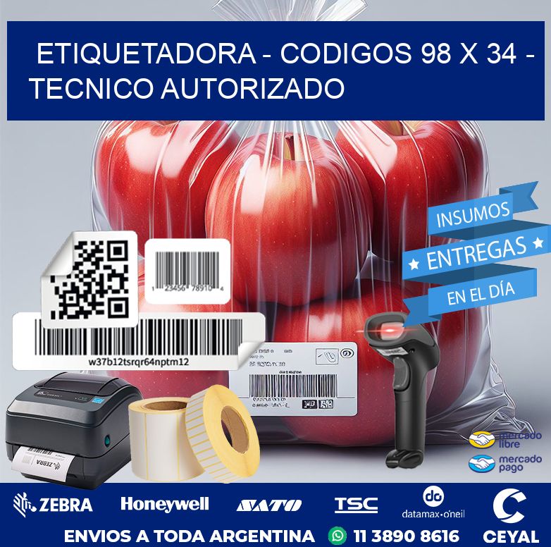 ETIQUETADORA – CODIGOS 98 x 34 – TECNICO AUTORIZADO
