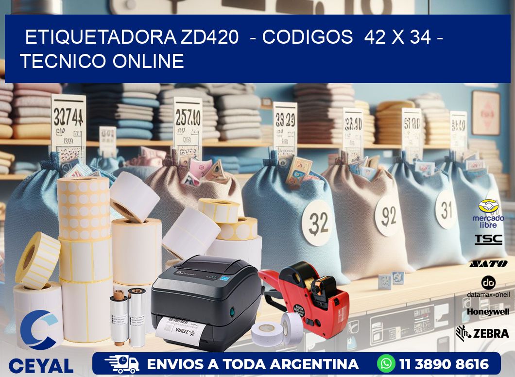 ETIQUETADORA ZD420  - CODIGOS  42 x 34 - TECNICO ONLINE