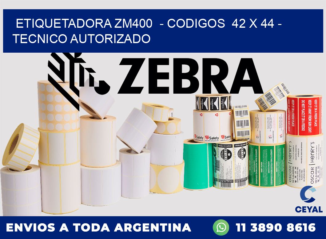 ETIQUETADORA ZM400  - CODIGOS  42 x 44 - TECNICO AUTORIZADO