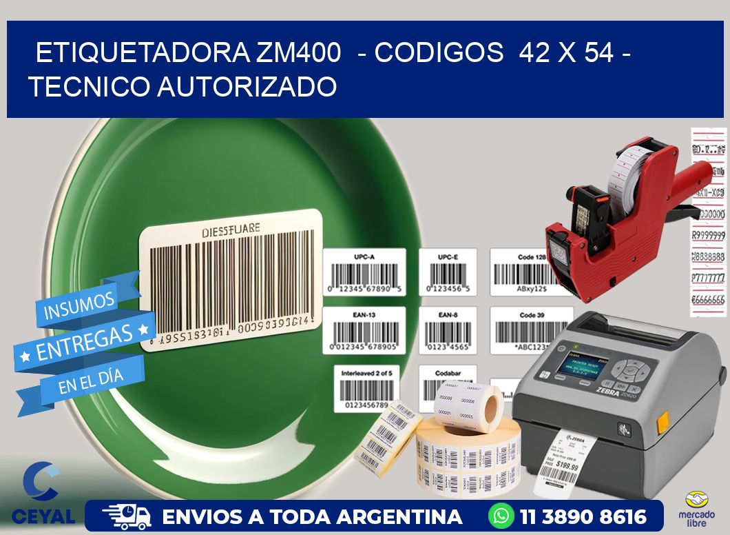 ETIQUETADORA ZM400  - CODIGOS  42 x 54 - TECNICO AUTORIZADO