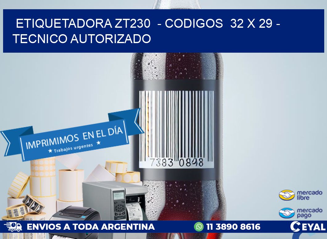 ETIQUETADORA ZT230  - CODIGOS  32 x 29 - TECNICO AUTORIZADO