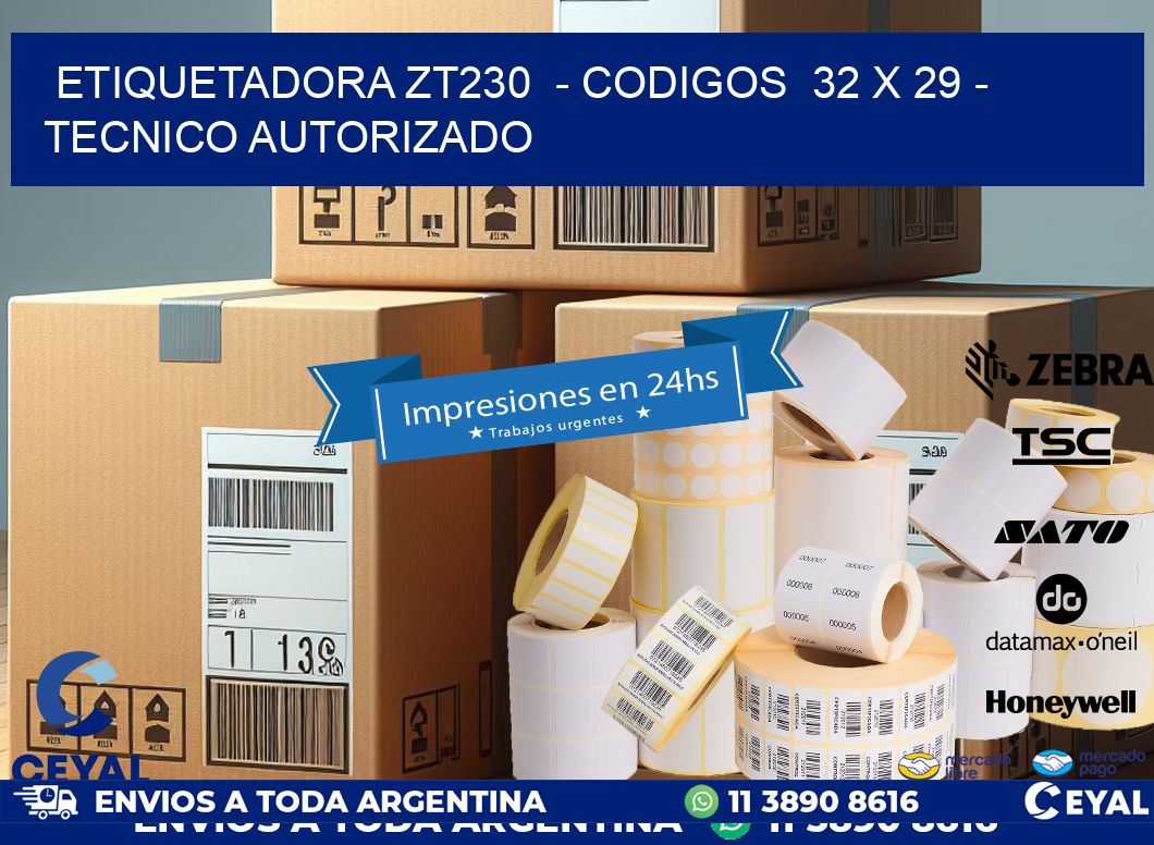 ETIQUETADORA ZT230  - CODIGOS  32 x 29 - TECNICO AUTORIZADO