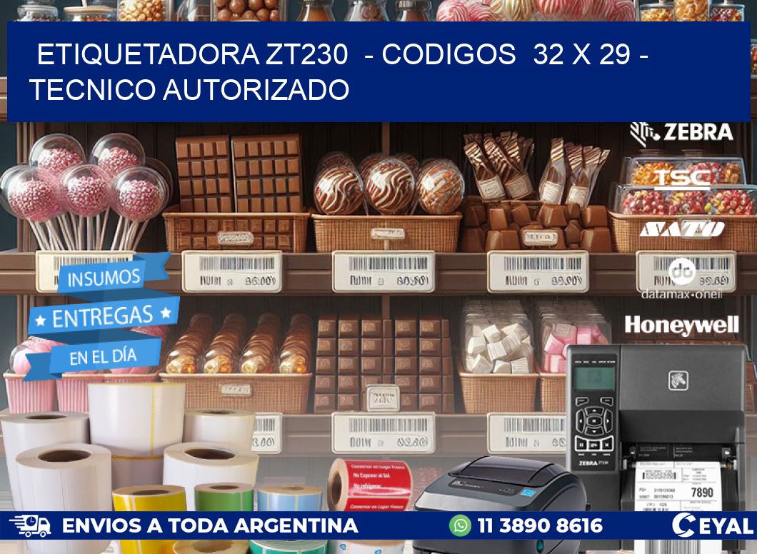 ETIQUETADORA ZT230  - CODIGOS  32 x 29 - TECNICO AUTORIZADO