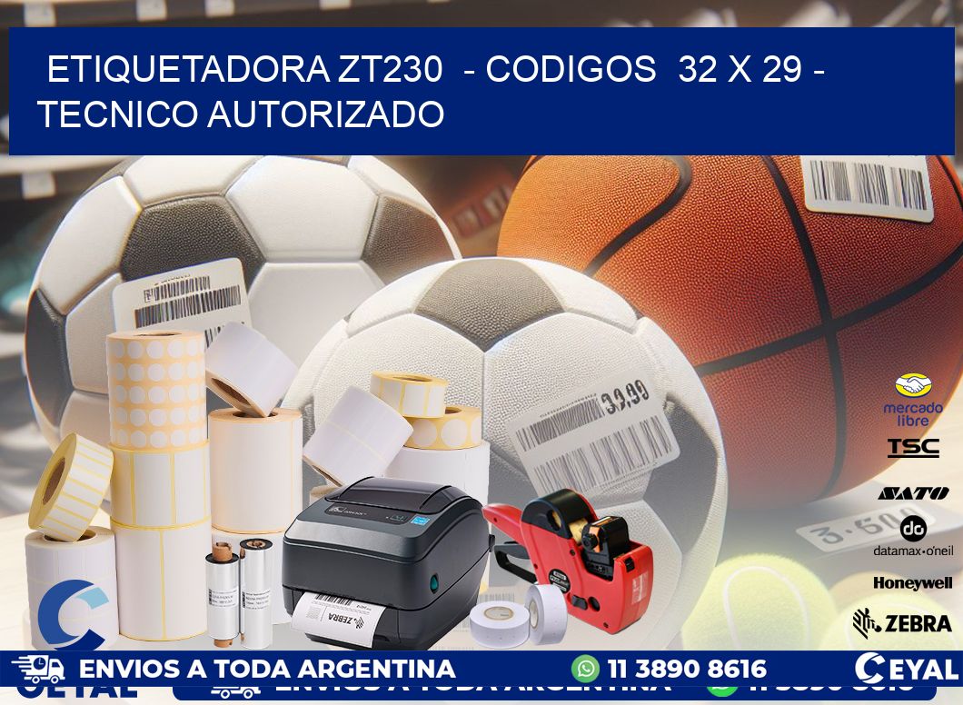 ETIQUETADORA ZT230  - CODIGOS  32 x 29 - TECNICO AUTORIZADO