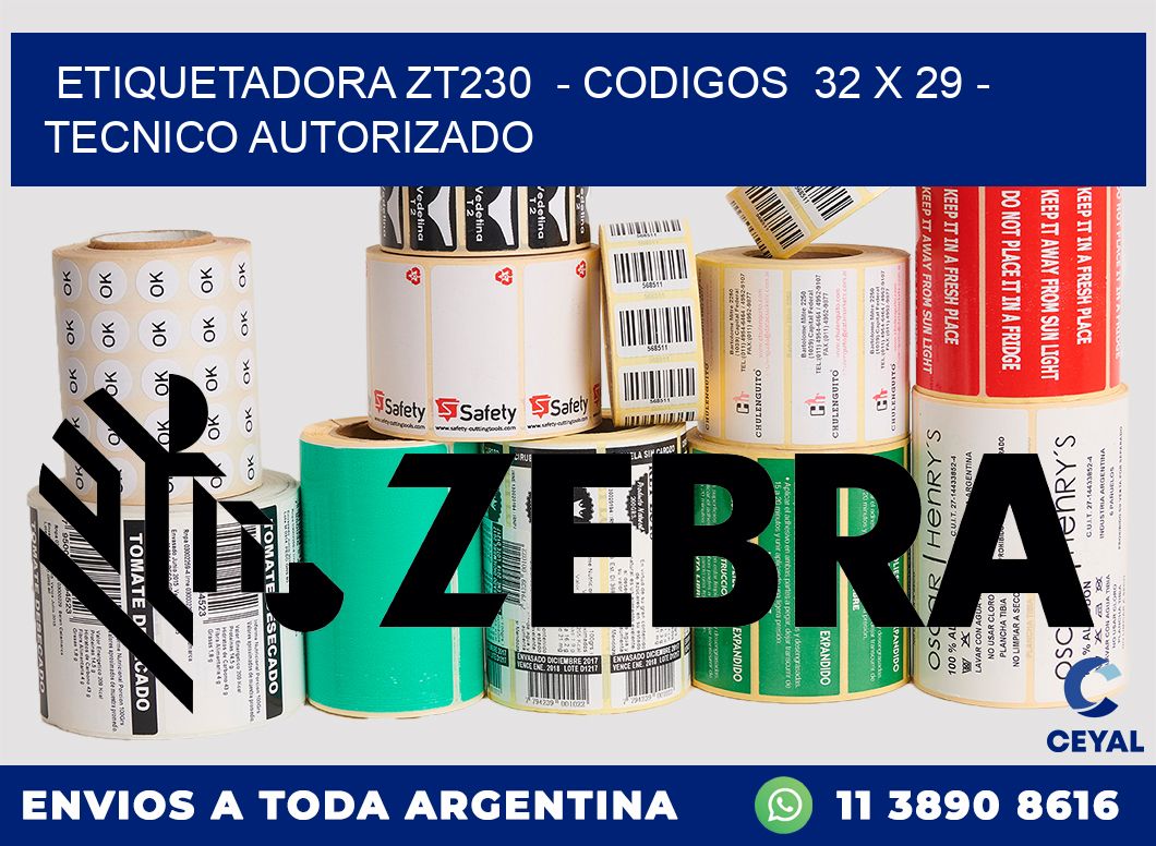 ETIQUETADORA ZT230  - CODIGOS  32 x 29 - TECNICO AUTORIZADO