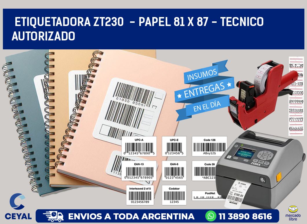 ETIQUETADORA ZT230  - PAPEL 81 x 87 - TECNICO AUTORIZADO
