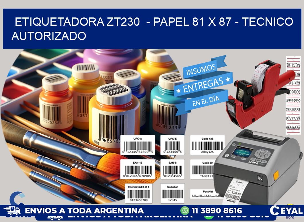ETIQUETADORA ZT230  - PAPEL 81 x 87 - TECNICO AUTORIZADO