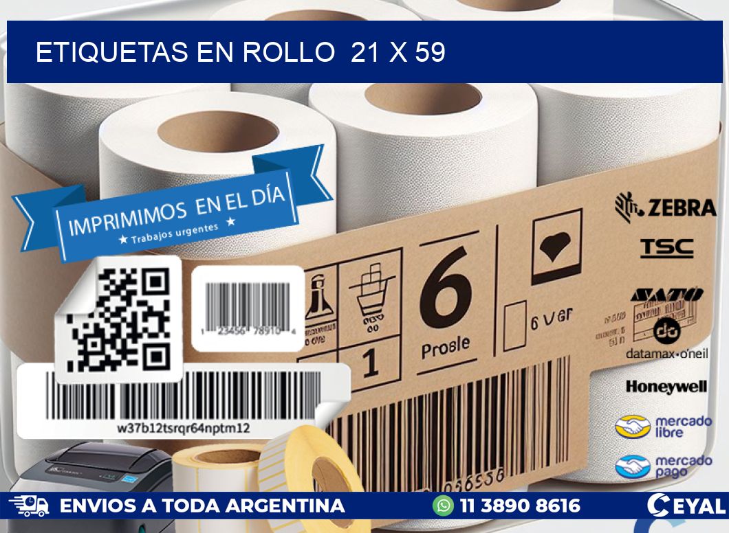ETIQUETAS EN ROLLO  21 x 59