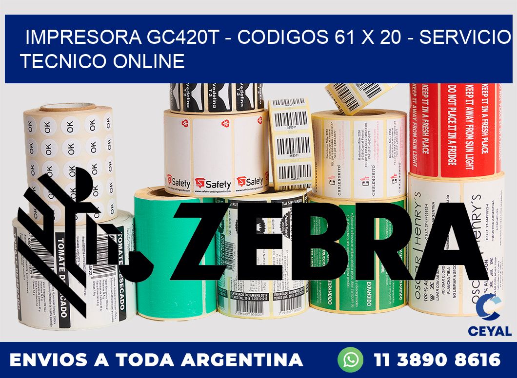 IMPRESORA GC420T - CODIGOS 61 x 20 - SERVICIO TECNICO ONLINE