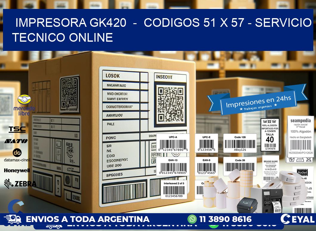 IMPRESORA GK420  -  CODIGOS 51 x 57 - SERVICIO TECNICO ONLINE
