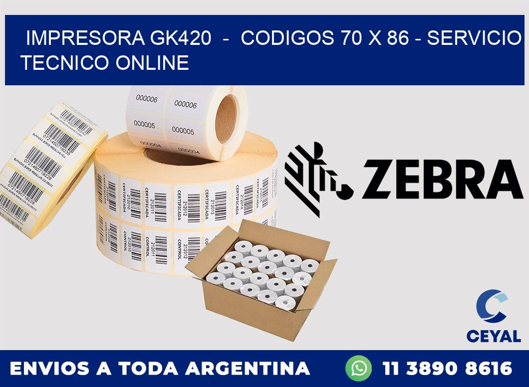 IMPRESORA GK420  -  CODIGOS 70 x 86 - SERVICIO TECNICO ONLINE