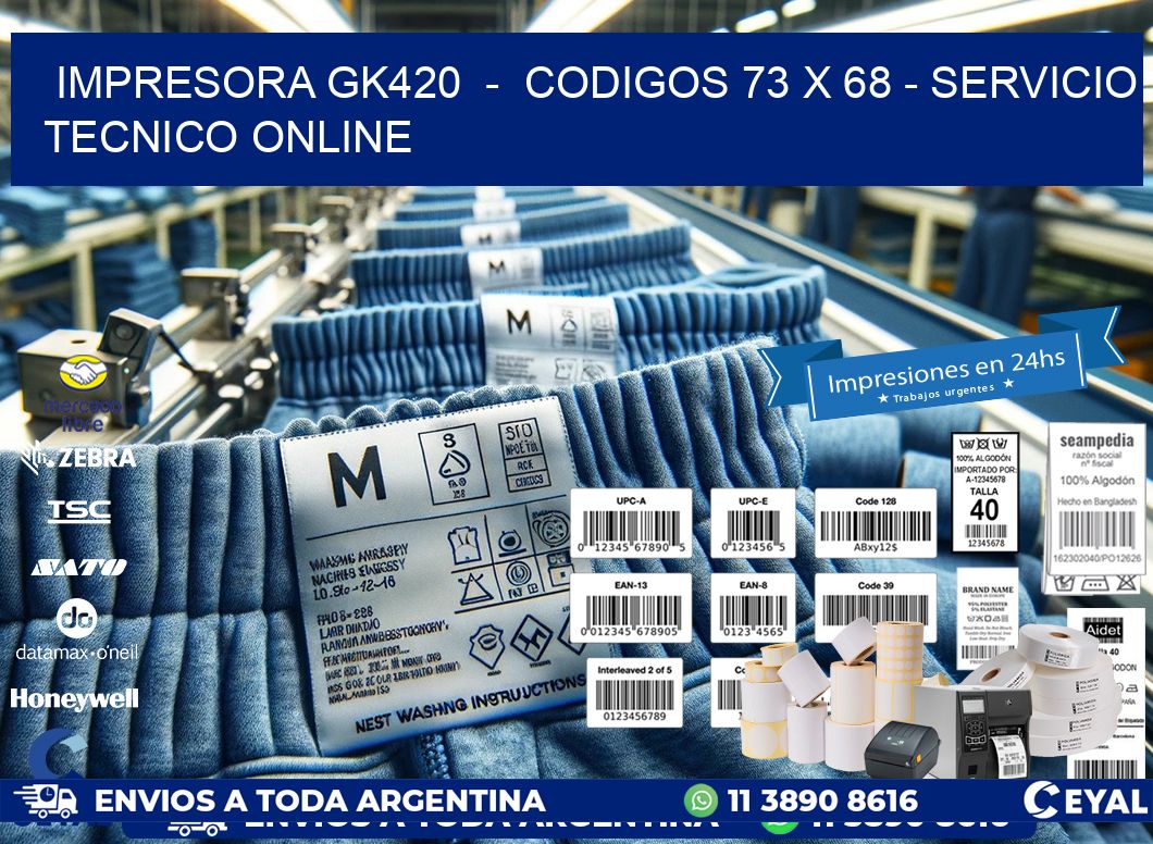 IMPRESORA GK420  –  CODIGOS 73 x 68 – SERVICIO TECNICO ONLINE