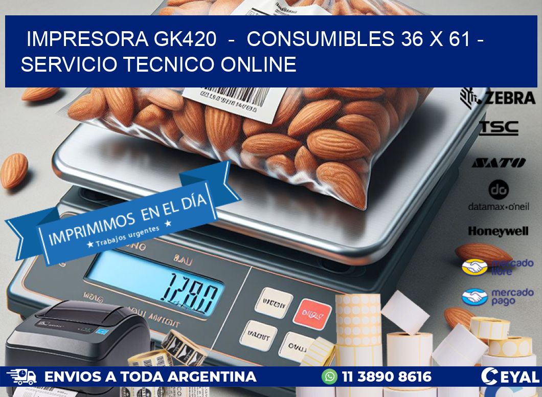 IMPRESORA GK420  -  CONSUMIBLES 36 x 61 - SERVICIO TECNICO ONLINE
