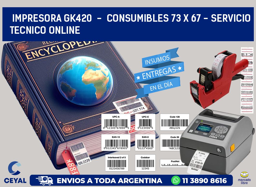 IMPRESORA GK420  -  CONSUMIBLES 73 x 67 - SERVICIO TECNICO ONLINE