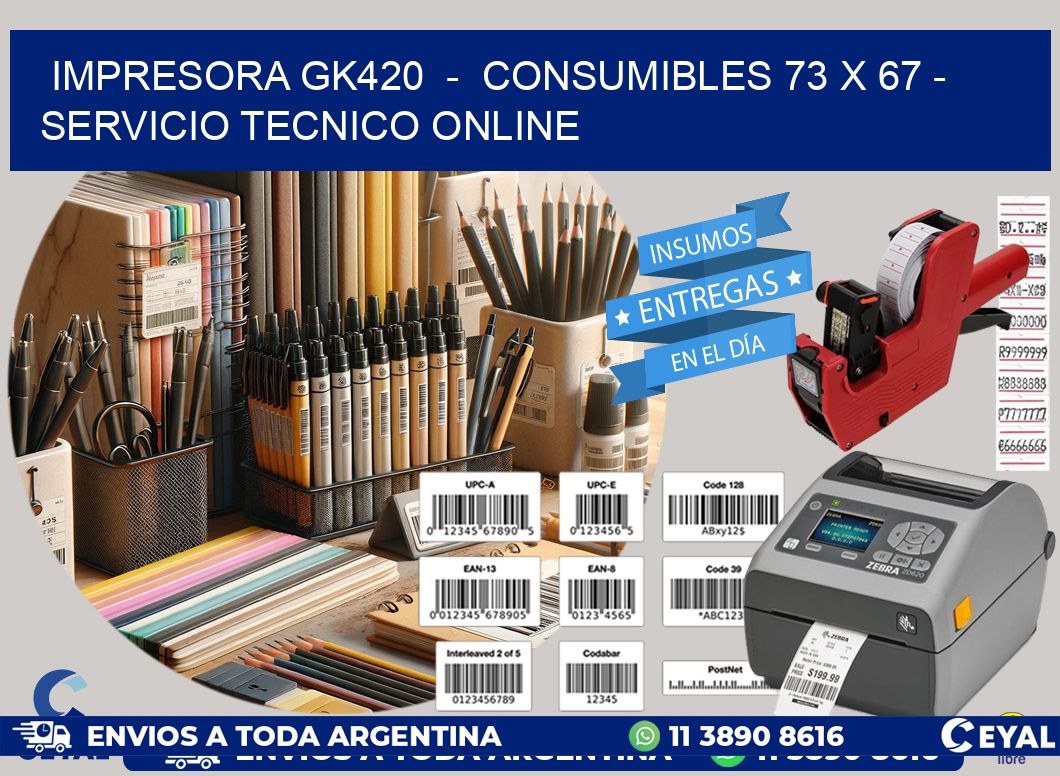 IMPRESORA GK420  -  CONSUMIBLES 73 x 67 - SERVICIO TECNICO ONLINE