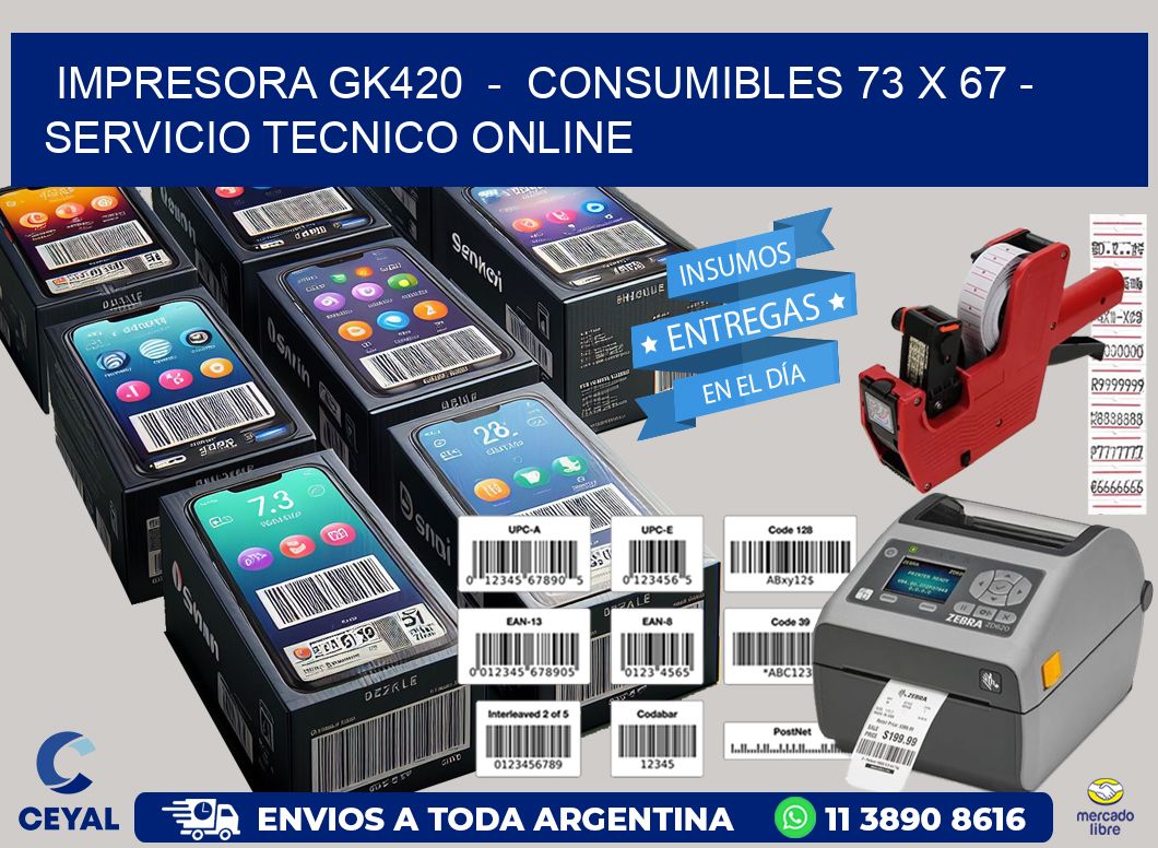 IMPRESORA GK420  -  CONSUMIBLES 73 x 67 - SERVICIO TECNICO ONLINE
